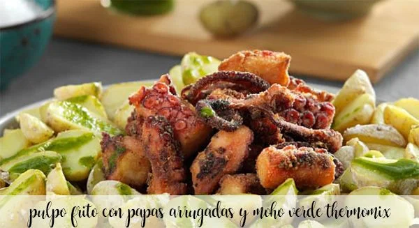Smażona ośmiornica z pomarszczonymi ziemniakami i zielonym mojo z Thermomixem